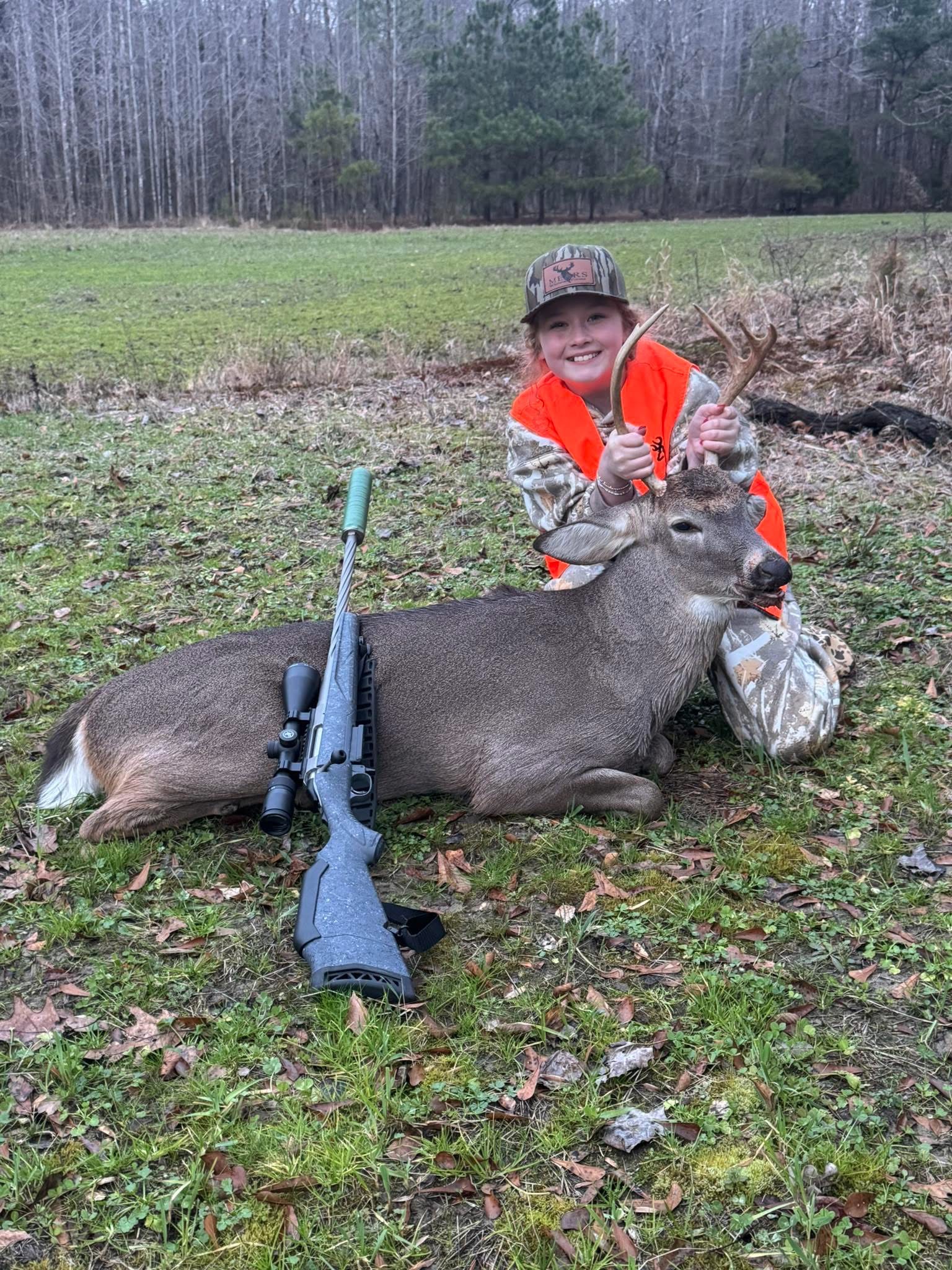 Chayni Mears with the first buck she ever killed